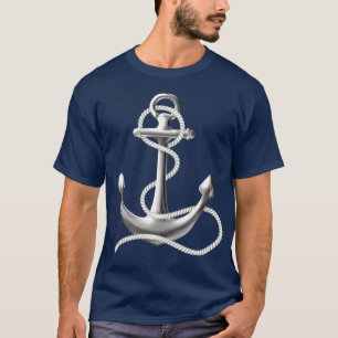 T náutico dos azuis marinhos do t-shirt da âncor