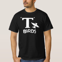 T Pássaros design em uma camisa