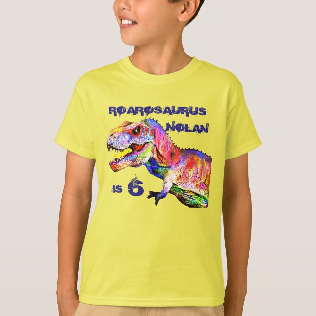 T-Rex - Camisa de aniversário personalizada (Frente)