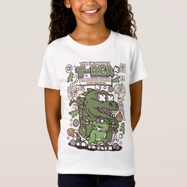 T-Rex Coic Style Kids T-Shirt (Frente)