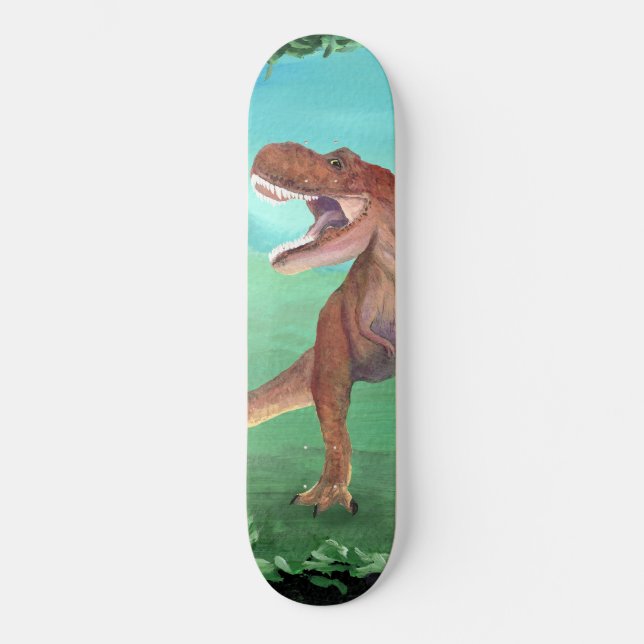 T-Rex Dinossaur Roars Beach Towel Skateboard (Frente)