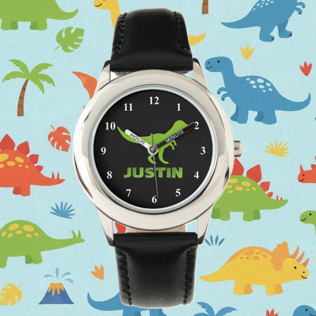 T rex dinossauro é um relógio personalizado com o  (dinosaur watch for kids)