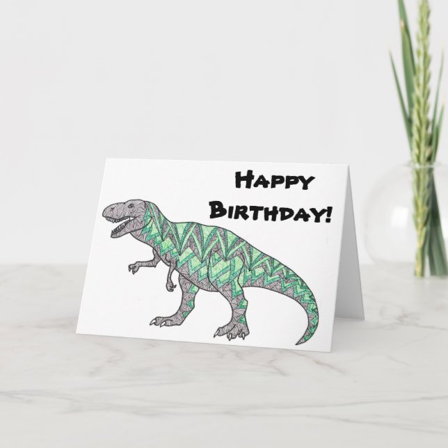 T-Rex Diz Feliz Aniversário! Cartão de Aniversário (Frente)