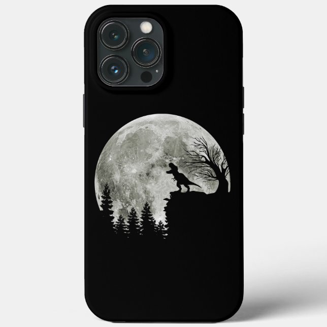 T Rex Em Pé Na Lua Da Montanha Halloween (Verso)