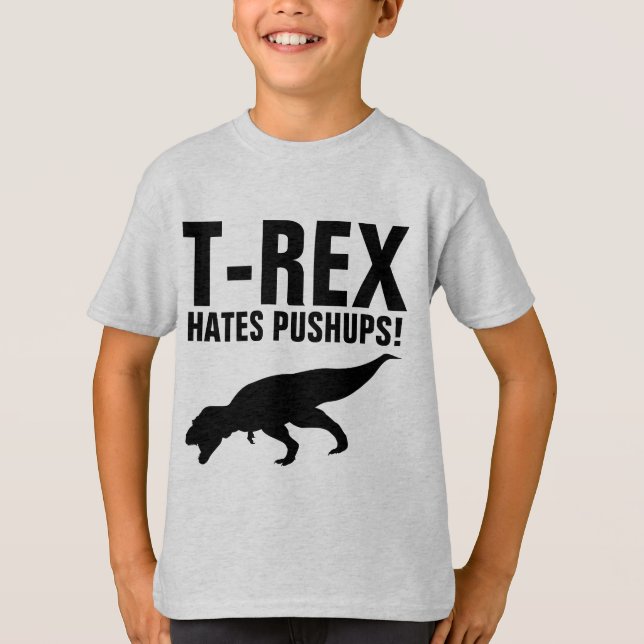 T-REX ODEIA PUSHUPS! T-shirts engraçadas (Frente)