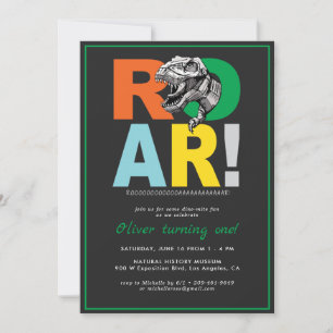 T-Rex Roar   Convite de aniversário de dinossauro