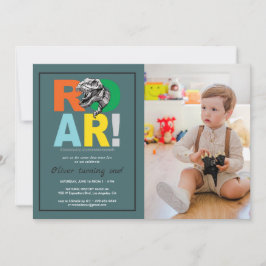 T-Rex Rugido | Convite de Foto de Aniversário de F
