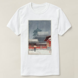 T-shirt 四 天 寺, Shitennō-ji em Osaka, Hasui Kawase, Woodcut