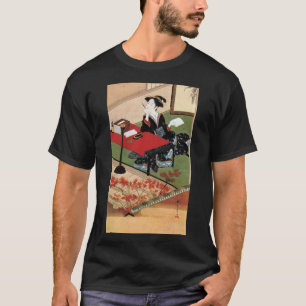 T-shirt 手 紙 書 女, 春 を Mulher Escrevendo uma Carta, Shunsho