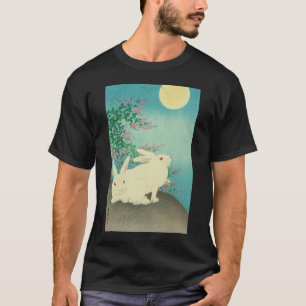 T-shirt 月と兎, coelhos do 古邨 & lua, Koson, Ukiyo-e