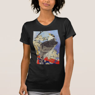 T-shirt 桜 に ハ サ ブ, Falcon & Cherry Blossoms, Hokusai, Ukiy