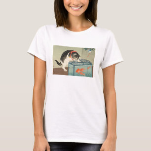 T-shirt 猫と金魚, gato do 古邨 & peixe dourado, Koso
