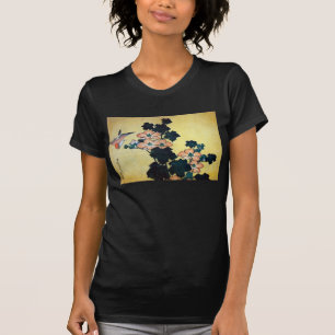 T-shirt 芙 蓉 雀, 北 斎 Hibiscus Mutabilis e Sparrow, Hokusai