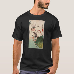 T-shirt 花にトンボ, libélula do 広重 e flor, Hiros