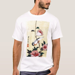 T-shirt 花 に 鳥, 広 Pássaro e Flor, Hiroshige, Ukiyo-e