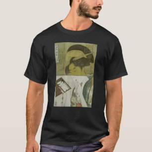 T-shirt 鏡 を 女, 歌 麿 Mulher que vê espelho, Utamaro, Ukiyoe