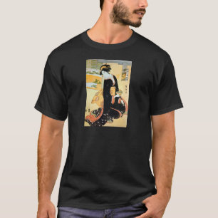 T-shirt 黒い着物の女, mulher do 豊国 do quimono pr