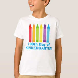 T-shirt 100º Dia do Jardim Infantil de Crayon Cute