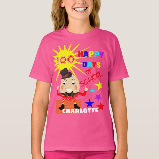 T-shirt 100 Dias De Diversão Escolar Humpty Personalizado (Frente)