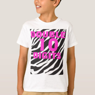 T-shirt 10o aniversário - zebra e rosa quente T duplo