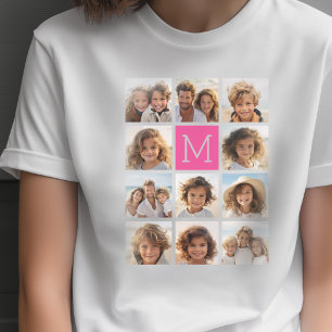 T-shirt 11 Colagem de Fotos - Grade Mínima com Texto
