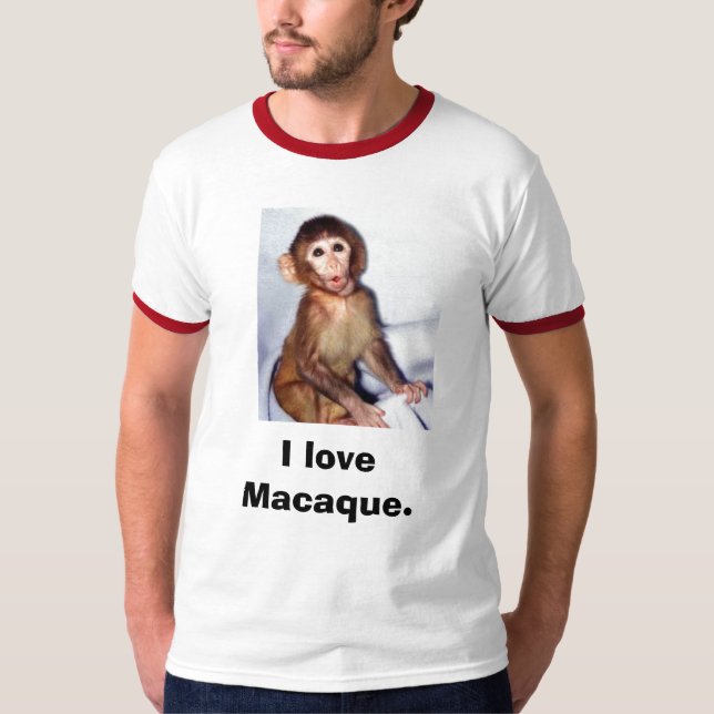 T-shirt 120_graphic_15macaque_infant, eu amo o Macaque. (Frente)