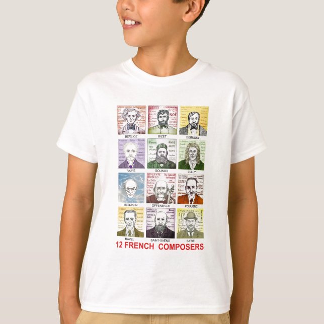 T-shirt 12 compositores franceses (Frente)