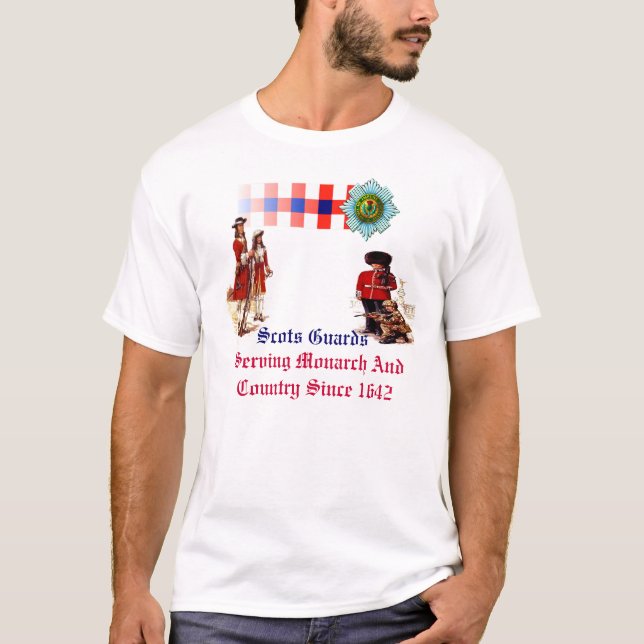 T-shirt 1642 escocês das guardas (Frente)