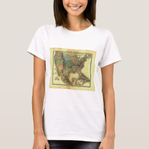 T-shirt 1848 Mapa Thunot Duvotenay: Estados Unidos & Méxi
