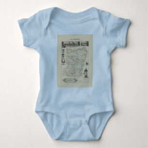 T-shirt 1858 mapa do departamento de Mayenne, France