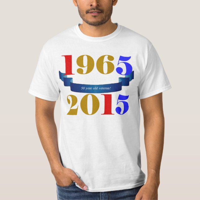 T-shirt 1965 - luva curta comemorativa de 2015 50 B'Day (Frente)