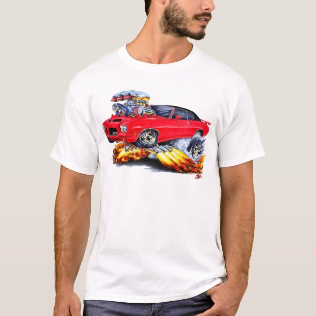 T-shirt 1971-72 carro Vermelho-Preto de GTO (Frente)