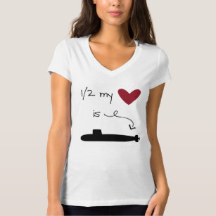 T-shirt 1/2 meu coração está em um submarino
