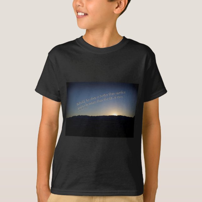 T-shirt 1 Samuel 15:22 Borda Negra Sunset (Frente)