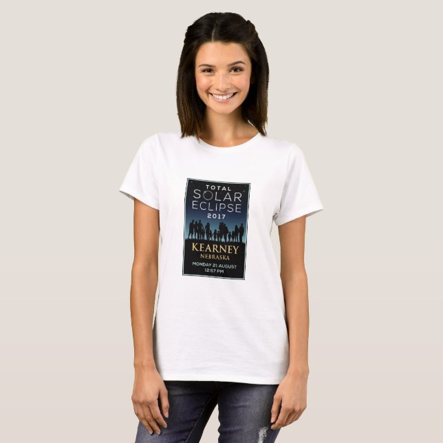 T-shirt 2017 eclipse solar total - Kearney, NE (Frente Completa)