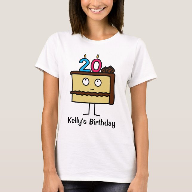 T-shirt 20o Bolo de aniversário com velas (Frente)