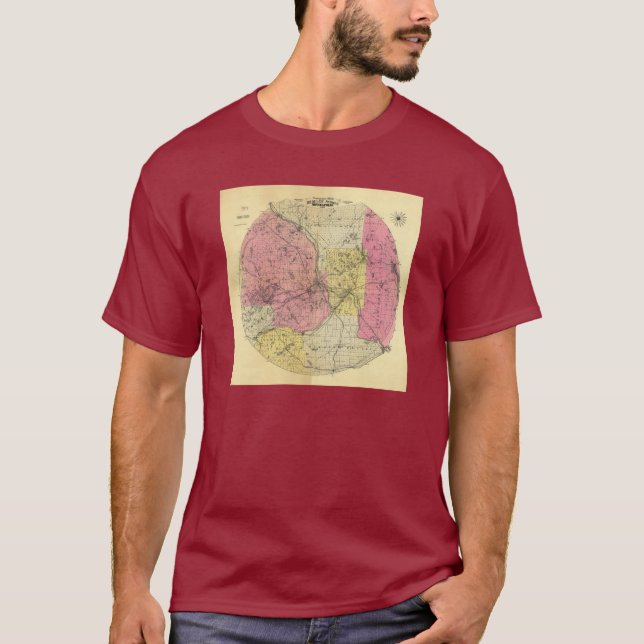 T-shirt 25 milhas em torno de Minneapolis - mapa 1881 (Frente)