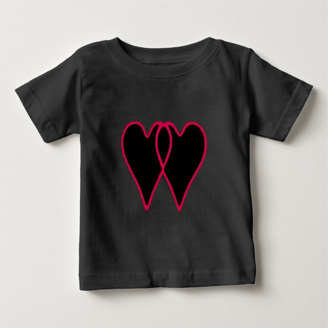 T-shirt 2 corações enegrecem junto os presentes de Zazzle (Frente)