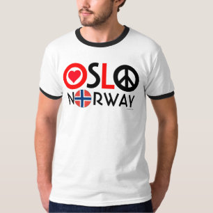 T-shirt 2 da paz do amor de Oslo Noruega