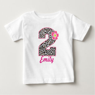 T-shirt 2nd Birthday Girl Hot Pink & leopard print