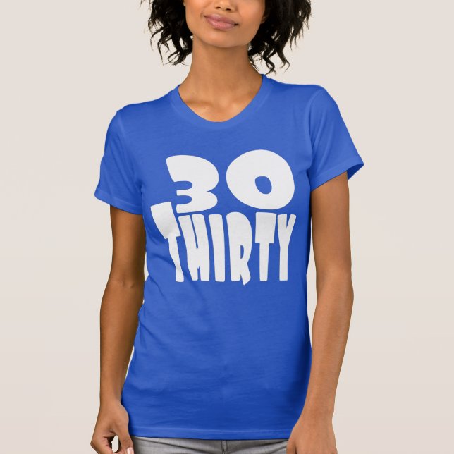 T-shirt 30º aniversário em letras grandes (Frente)