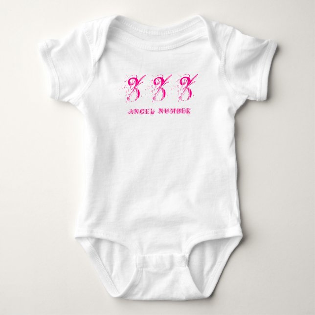 T-shirt 333 (NÚMERO DE ÂNGULO) Sincronicidade, cor-de-rosa (Frente)