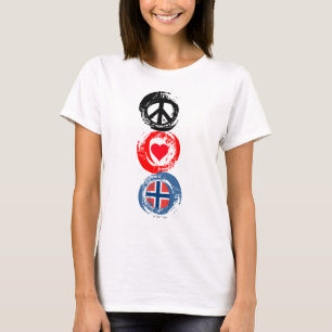T-shirt 3 da paz do amor de Noruega