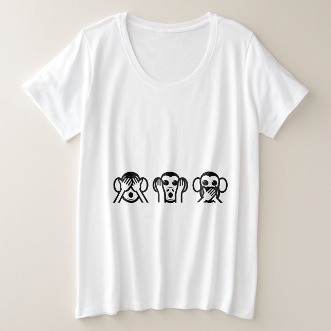 T-shirt 3 Macacos Sábios Emoji Triplets (Frente do Design)