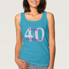 T-shirt 40 e fabuloso! Azul e rosa quente personalizados d