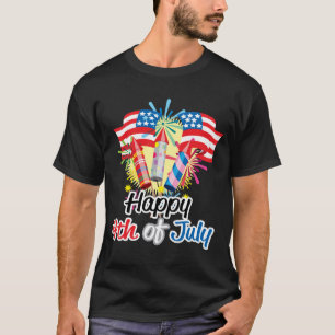 T-shirt 4o de fogos-de-artifício de julho