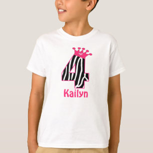 T-shirt 4o Princesa Personalized da zebra da menina do
