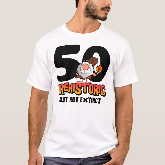 T-shirt 50th aniversário pré-histórico (Frente)