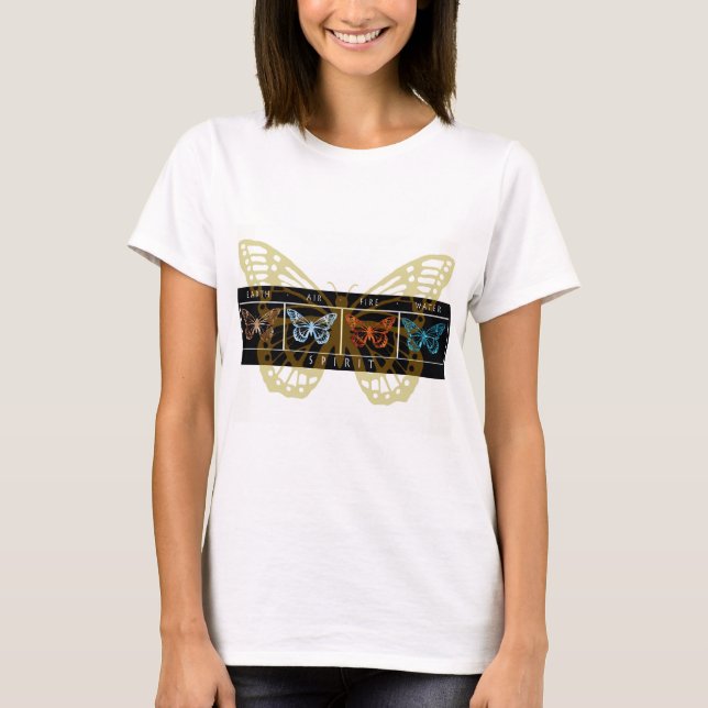 T-shirt 5 borboletas dos elementos (Frente)