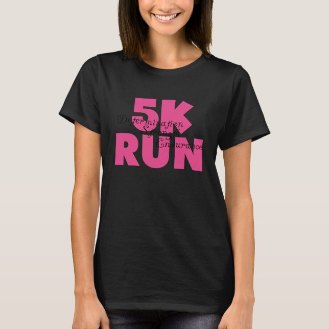 T-shirt 5K - Executar rosa (Frente)